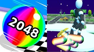 Ball Run 2048 vs Tall Man Run - All Levels Android,ios Gameplay Mobile P2