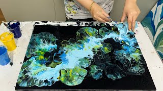 Kiss of the Seahorse - Mystical & Deep - Dutch Pour - Acrylic Pouring