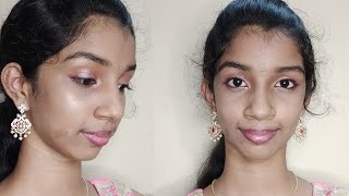 Simple Dewy Festive Makeup look 2020|Pink and Gold Glowy look