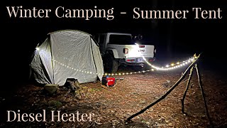 Winter Solo Camping | Summer Tent | Diesel Heater