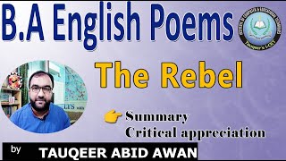 B.A English Poem The Rebel –Summary and Critical appreciation| PU/UOS