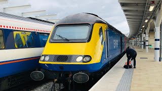 East Midlands railway hst power cars 43468+43465 depart derby