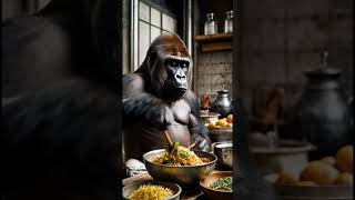 Make cooking for my family #funny #gorilla #monkey #gorillababy #animals #sundayfunny #funnyideas