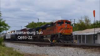 CSX Spartanburg Sub Q693-22 BNSF SD70Ace 9062 leading