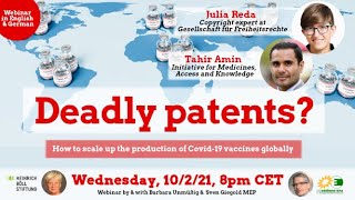 Europe Calling “Deadly Patents?” – How to scale up the production of Covid-19 vaccines globally”