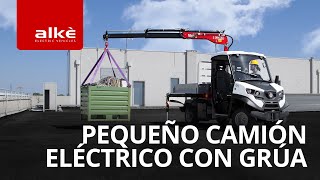 Pequeño camión con grúa Alkè, para manejar y transportar la carga sin emisiones!