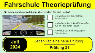 🚘 Führerschein Theorieprüfung Klasse B 🚗 Juli 2024 - Prüfung 31 🎓📚