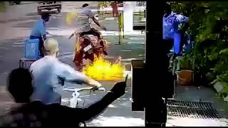 Bike catches fire due to spraying sanitizer on hot motorcycle engine