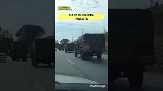 Exército segue em comboio para manifestação em Brasília.