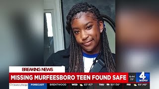 Missing Murfreesboro teen found safe