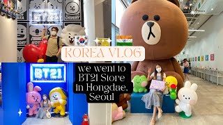 [🇰🇷 Kor & 🇮🇳 NE Ind] Visiting BT21 store in Hongdae, Seoul | Unplanned date.