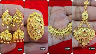 सिर्फ 15 ग्राम मे 22 कैरेट सोने की झुंमकी,अंगूठी,नथ और मांगटीका #22carat gold bridal jewellery