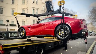 Ferrari F12 SEIZED and AIR LIFTED in Central London!!