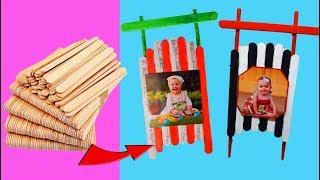 Photo frame idea DIY. Ice cream stick craft. How to Make a Picture Frame