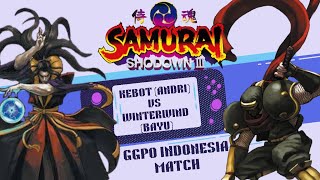 Samurai shodown 3 match, kebot (andri) vs winterwind (bayu), GGPO indonesia