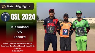 #highlights Islamabad vs lahore 26th match Highlights Qsl 2024