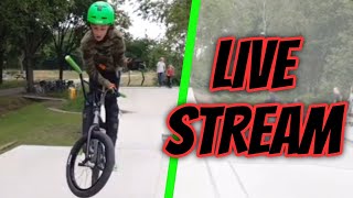 🔴LEARNING BUNNY HOP BARSPINS ON MY NEW BMX! *BMX LIVE STREAM*