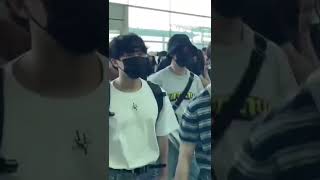 BINCHAN in white. | Changbin and Bang Chan wearing white. | Stray Kids Airport Departure to Paris