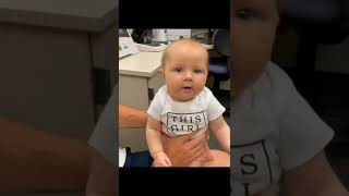 Baby hears daddy's voice for the first time. #shorts