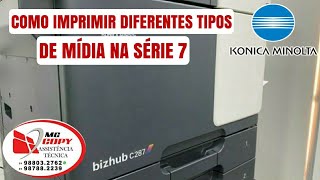 Impressoes de várias mídias na Konica Minolta bizhub C227 bhc287.