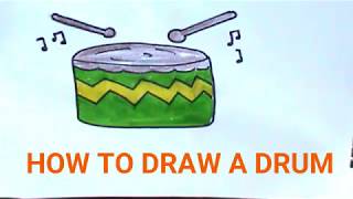 HOW TO DRAW A  DRUM FOR KIDS