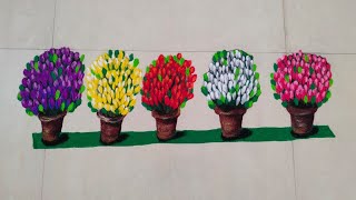 Border Rangoli | Very Attractive Flower pot Border Rangoli designs | Border Rangoli design