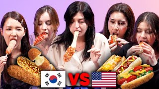 Korea VS USA  3 Ultimate HotDogs BATTLE!! The BEST HotDog choice of Foodies in five countries?