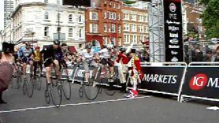 Rapha Condor Smithfield Nocturne LONDON 2011 Penny Farthing 1 lap race start