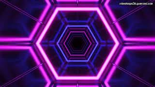 VJ LOOP 119 - Metallic Hexagonal Tunnel with Magenta & Blue Neons - 4K - 30 min