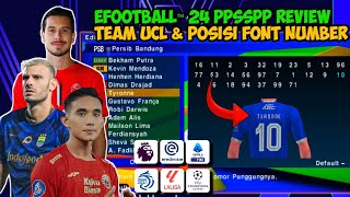 EFOOTBALL™ 24 PPSSPP REVIEW FONT NOMBER POSITION EREDIVISIE & BRI LIGA INDONESIA