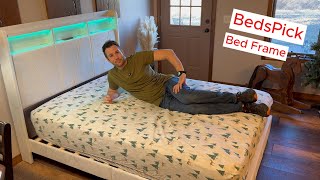 BedsPick Bed Frame, easy assembly with lights and storage! #bedframe #bedroomfurniture #bedroom