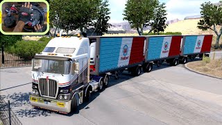 American Truck Simulator - Smooth Kenworth K200 Triple Trailer Haul | Logitech G29 Gameplay