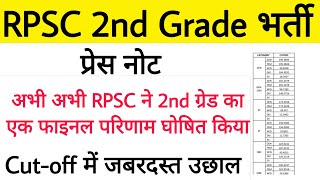 RPSC ने सबको चौंकाया 😅 rpsc 2nd Grade Math final Result cut-off। RPSC second grade Hindi English