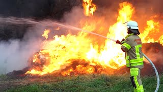 Feuer droht auf Wald überzugreifen| 400 Strohballen bei Viersen in Vollbrand | 20.08.2023