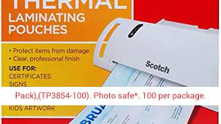 Scotch Thermal Laminating Pouches, 100 Pack, 8 9 x 11 4 inches, Letter Size Sheets 1 Pack,TP3854 100