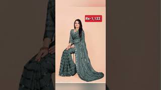 BLACK AND GRAY COLOUR SAREE COLLECTION/LATEST PARTYWEAR SAREE/NEW SAREE COLLECTION