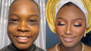 BOMB 💣 🔥 SHE WAS TRANSFORMED 💄DETAILED ❤️ GELE AND MAKEUP TRANSFORMATION MAKEUP TUTORIAL