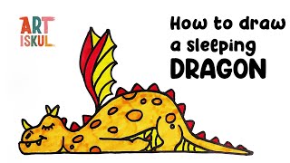 How to Draw a Cute Sleeping Dragon | Easy Drawing Tutorials for Beginners