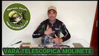 Vara telescópica para molinete top para agregar a tralha de pesca pescaria media