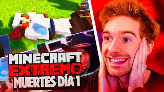 REACCIÓN A TODAS LAS MUERTES en MINECRAFT EXTREMO DIA #1