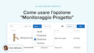 Come usare l'opzione "Monitoraggio Progetto"