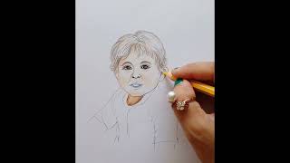 Color pencil potrait  sketch of baby boy//baby face drawing