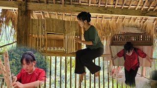 How a girl designed a wooden bowl and pot shelf to save space in a wooden house