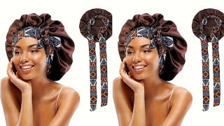 How to make a satin bonnet // No elastic band, reversible.