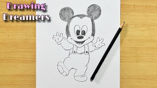 Micky Mouse Pencil Drawing Easy Step by Step || Cartoon Drawing Easy