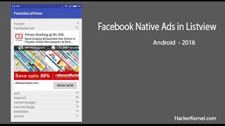 Facebook Native ads in ListVIew android 2016