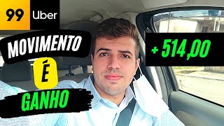 🔴 MOVIMENTO É GANHO  UBER e 99 !!! Segunda de aplicativos 🔵