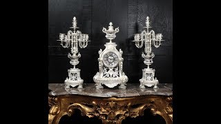 Spectacular Silver Clock Set by Samuel Marti 2903