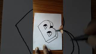 How to Draw Letter B in 3D Handwriting #shorts