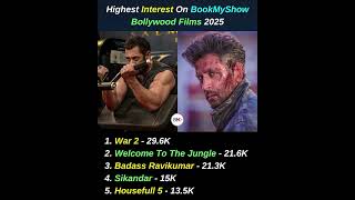 Highest Interest on BookMyShow Bollywood Films 2025 #war2 #sikandar #housefull5 #badassravikumar